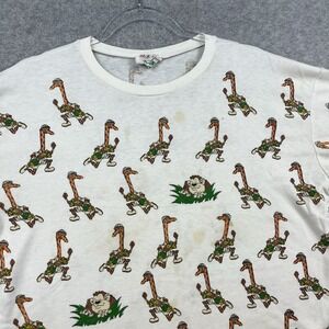 Vintage Giraffe Shirt Safari Anthropomorphic Funky All Over Print Womens Large